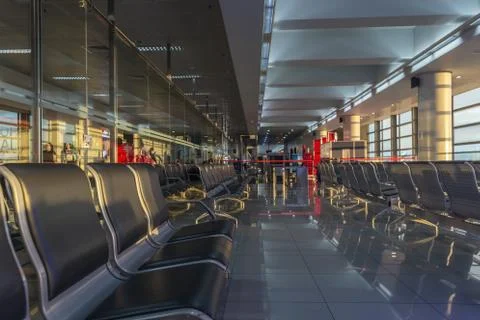 Empty waiting hall inside Ninoy Aquino International airport (NAIA) terminal Stock Photos