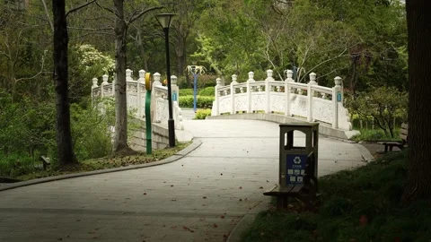 Empty Walking path at Shanghai Guanglan Park Stock Footage 332681655