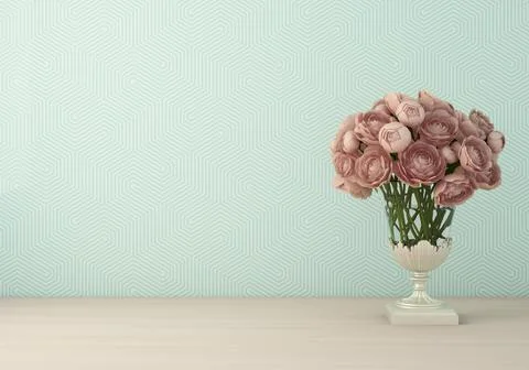 Empty wall with flowers Stock Photos