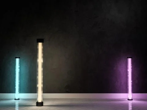 Empty wall with lamps. 3D Illustrazione stock