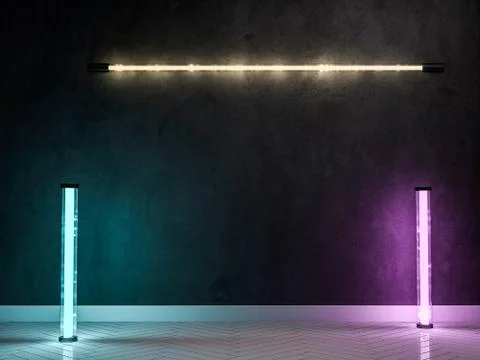 Empty wall with lamps. 3D Stock Illustration