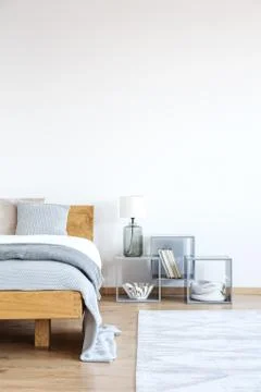 Empty wall in simple bedroom Stock Photos