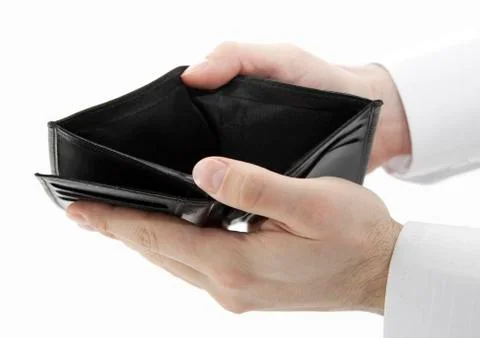 Empty wallet. Clipping path included. Stock Photos