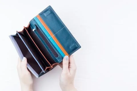 An empty wallet in hand Stock Photos