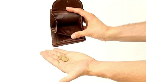 Empty wallet purse have no money for bill payment on isolated white background, 스톡 동영상 336450434