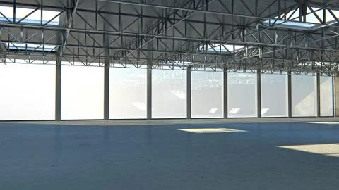 Empty warehouse. 3d illustration stone building with light Stock Illustration