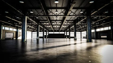 Empty warehouse, hangar or warehouse for goods Stock Footage 165563540