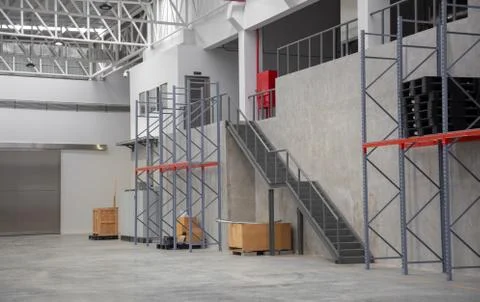 Empty warehouse interior in logistic industry Stock Photos