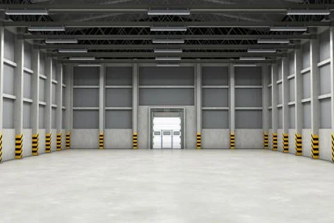 Empty warehouse interior or industrial building. 3D rendering Stock Illustration