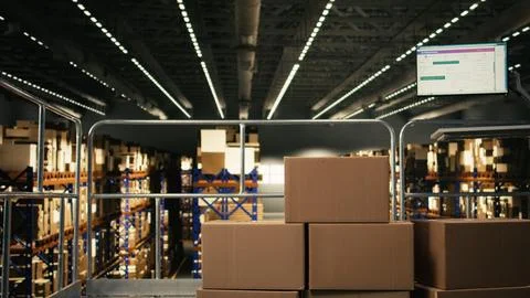 Empty warehouse with no people visible on the platform Stock Photos