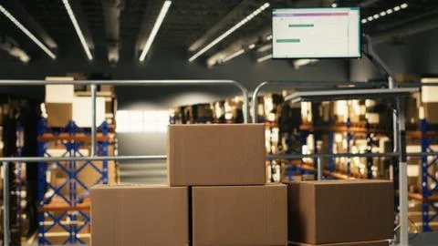 Empty warehouse with no people visible on the platform Stock Photos