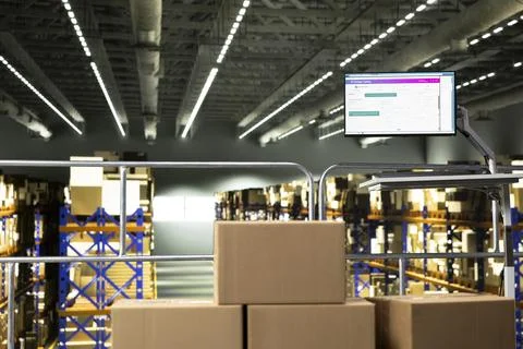 Empty warehouse with no people visible on the platform Stock Photos
