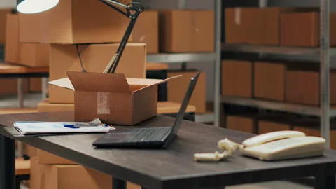 Empty warehouse with office space and ra... | Stock Video | Pond5