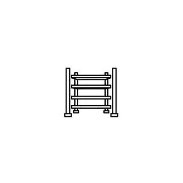 Empty warehouse storage rack line art illustration for logistics design Stock Illustration