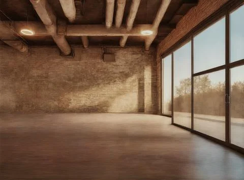 Empty warehouse wall or commercial area, industrial background Ilustración de archivo