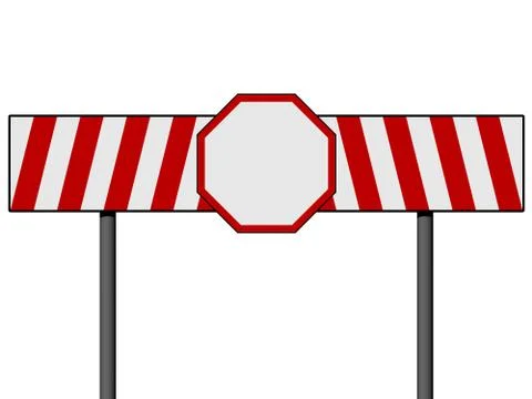 Empty warning sign with red and white lines isolated on a white Stock Illustration
