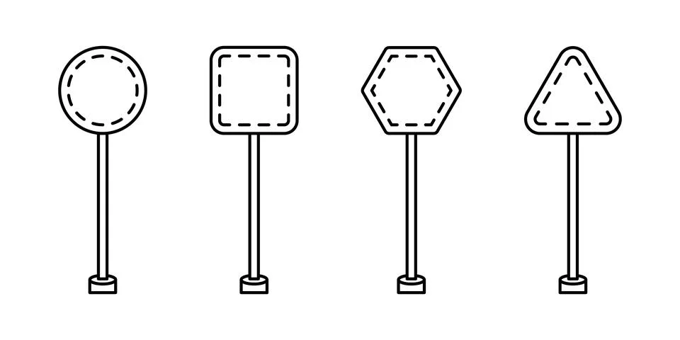 Empty warning sign templates set. Triangle, square or rhombus, round and rect Stock Illustration