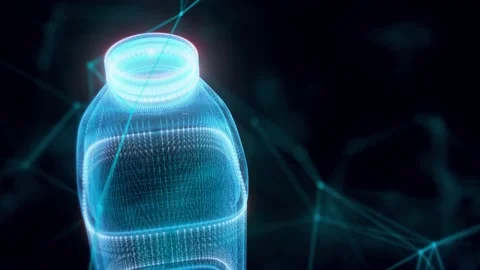 Empty water bottle hologram close up 4k Stock Footage 148484953