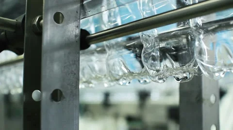 Empty water bottle production line Stock Footage 57763282