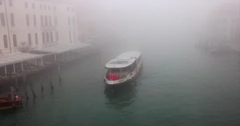 Empty water bus ferry passing by on grand canal with no people on board Video stock 150388098