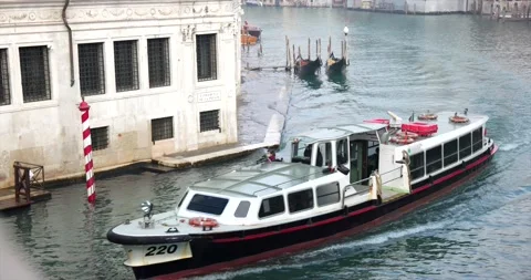 Empty water bus ferry shuttle with no passengers on board during covid 19 Stock Footage 150388237