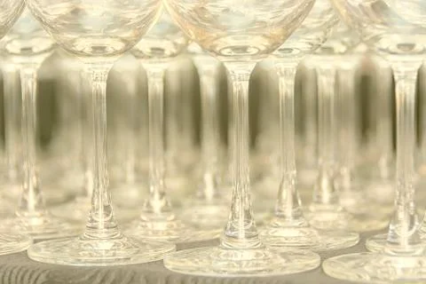Empty Water Goblets Foto stock