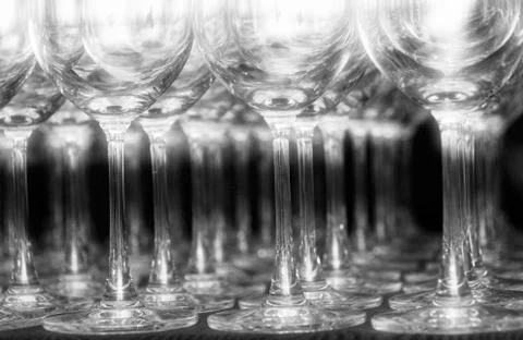 Empty Water Goblets Foto stock