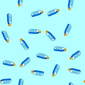 Empty water plastic bottle isometric icon seamless pattern Stock Illustration
