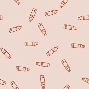 Empty water plastic bottle line seamless pattern Stock Illustration