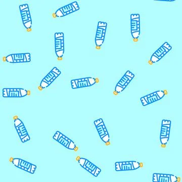 Empty water plastic bottle vector seamless pattern Stock Illustration