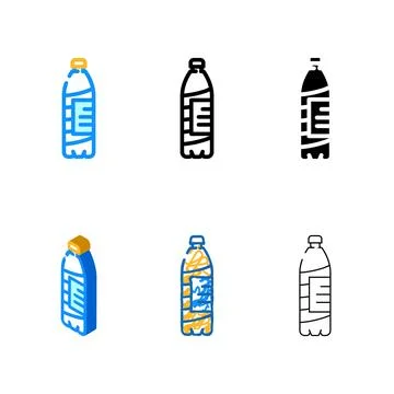 Empty water plastic variants bottle color icon vector Stock Illustration