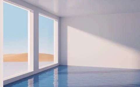 Empty water room, 3d rendering. Stock Illustration