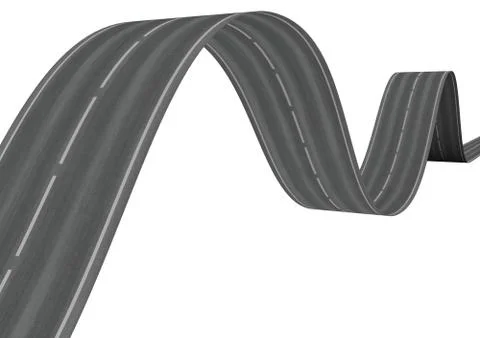 Empty waving earthquake-like road (3d isolated workpieces) Stock Illustration