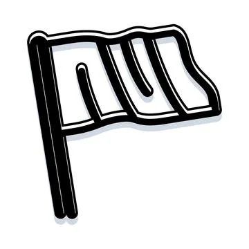 Empty waving flag on pole symbolizing identity and victory Illustrazione stock