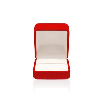Empty wedding red box for a ring isolated on a white background Stock Photos