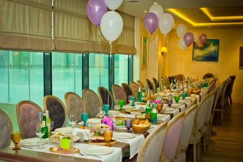 Empty wedding restaurant. Stock Photos
