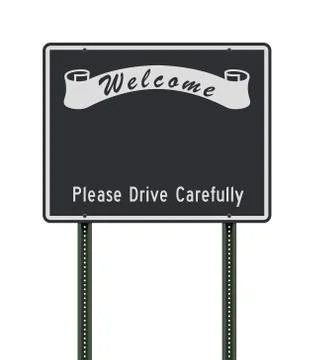 Empty Welcome road sign template Stock Illustration