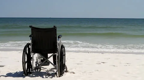 Empty Wheelchair Beach Video stock 24741258