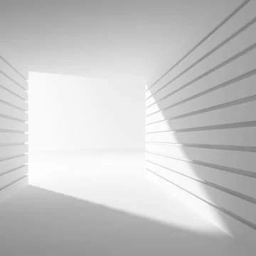 Empty white abstract interior with angle of light, 3d Stock Illustration
