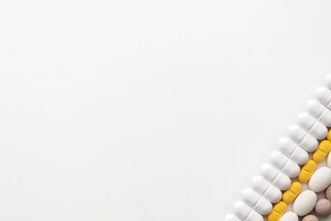 Empty white background with tablets. Stock Photos