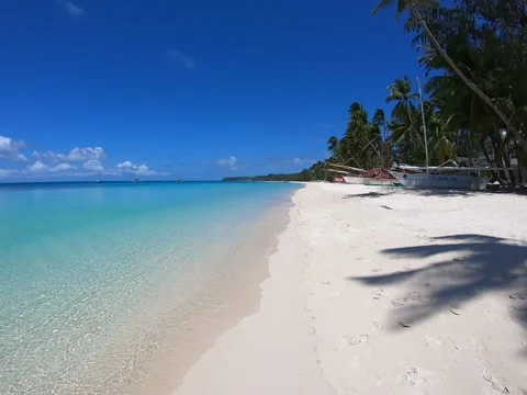 An empty White Beach during lockdown. Boracay. Western Visayas. Philippines Stockbeeldmateriaal 139092285