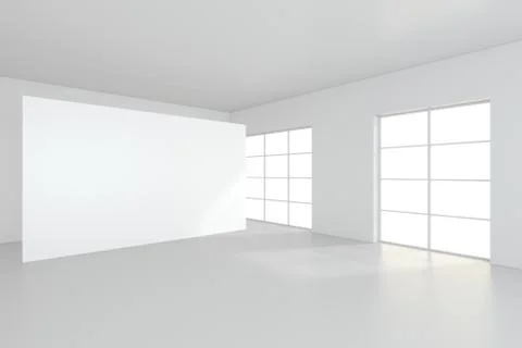 Empty white billboard in simple interior. 3d rendering Stock-Illustration