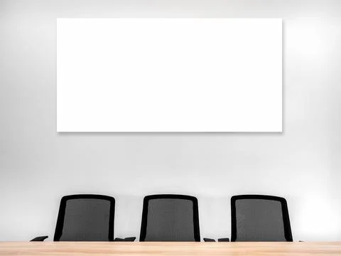 Empty white blank long horizontal rectangle frame, mockup artwork or pictur.. Foto stock