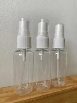 Empty white bottle spray container Stock Photos