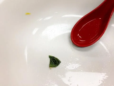 Empty white bowl after finished meal Stock Photos