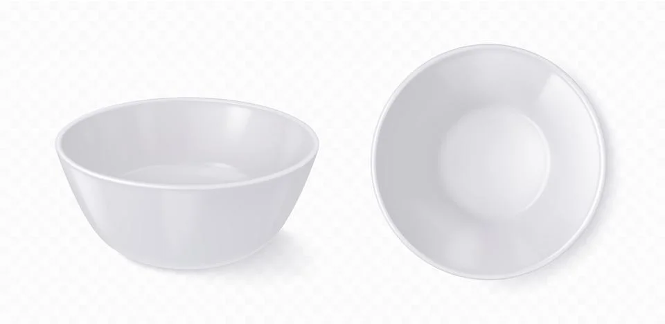 Empty white bowl, deep plate for liquid food Stock Illustration