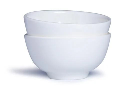 Empty white bowl plates Stock Photos