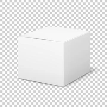 Empty white box. Cardboard cubic cosmetic box blank package with shadows Stock Illustration