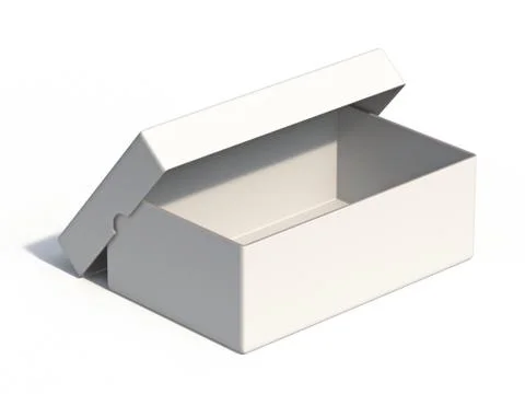 Empty white box with cover side view 3D Stock Illustration