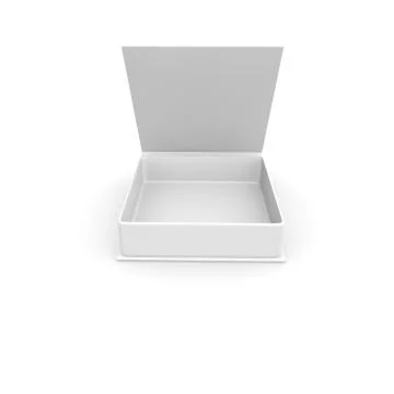 Empty white box for gifts and other goods. Isolated white background. High re Stock Illustration